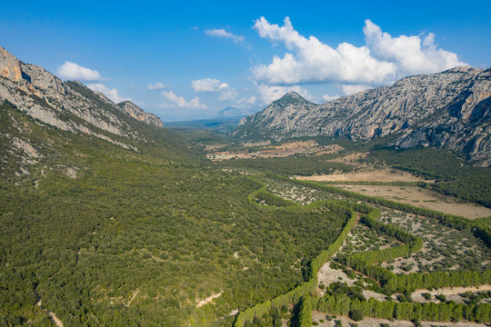 AN AERIAL VIEW OF THE VALLEY OF LANAITTO ,MOUNT TISCALI,OLIENA