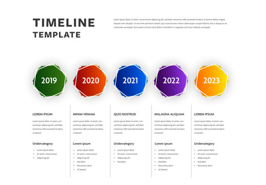 Infographic Layout with Colorful Hexagon Elements