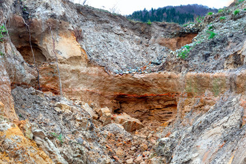 Erosion gully on an industrial waste landfill near Bielefeld in Northwestern Germany