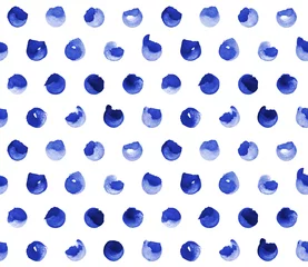 Papier Peint Lavable Polka dot Pois sur fond blanc. Ornement géométrique de cobalt bleu. Modèle sans couture aquarelle