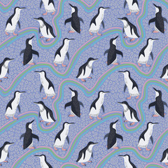 Seamless pattern of platypus and australian ethnic ornament. Repeatable textile vector print, wallpaper design.