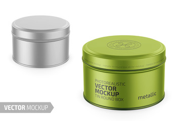 Round metallic tin round box template.