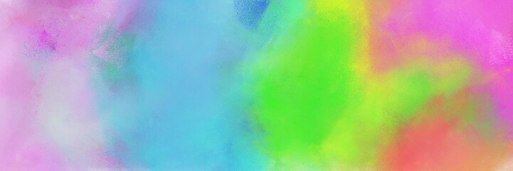 Fototapeta na wymiar abstract painting background texture with yellow green, pastel violet and medium turquoise colors and space for text or image. can be used as header or banner