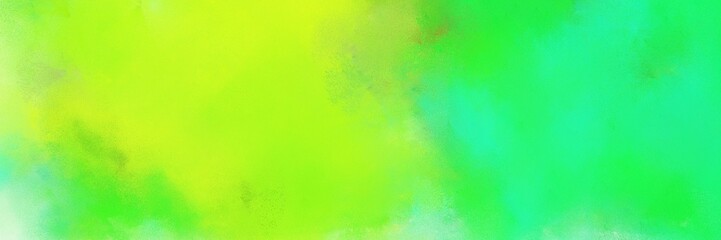 abstract painting background graphic with green yellow, spring green and medium aqua marine colors and space for text or image. can be used as horizontal background texture