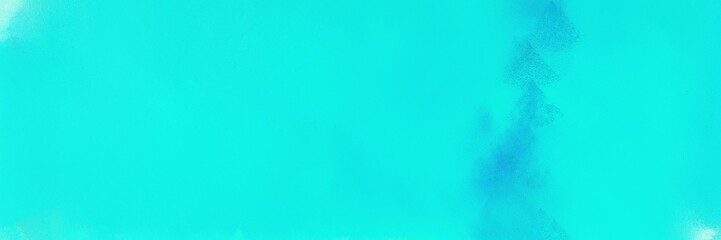 Fototapeta na wymiar abstract painting background texture with bright turquoise and pale turquoise colors and space for text or image. can be used as horizontal header or banner orientation