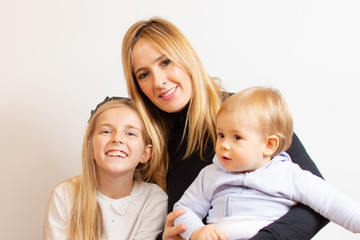 Mother with his children smiling