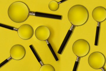 Many magnifying glass