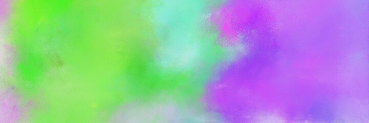 abstract painting background graphic with pastel purple and moderate green colors and space for text or image. can be used as horizontal background graphic