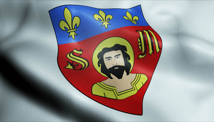 3D Waved France Coat of Arms Flag of Limoges