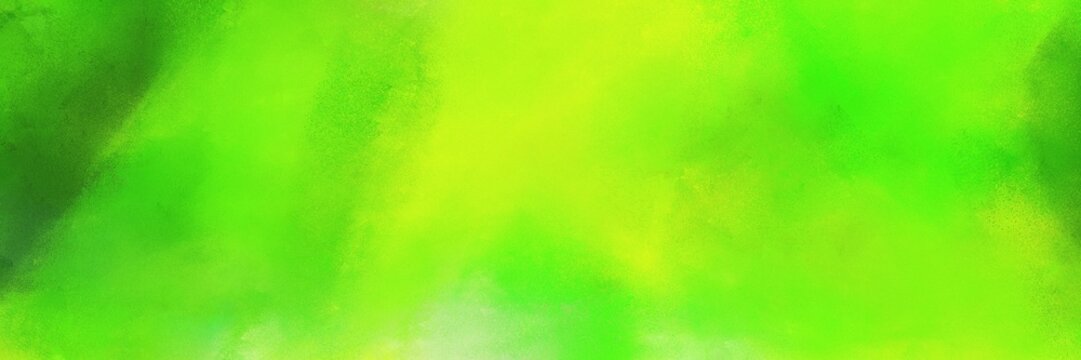 abstract painting background graphic with lawn green, green yellow and forest green colors and space for text or image. can be used as horizontal background graphic