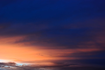 blue sky and sun at sunset