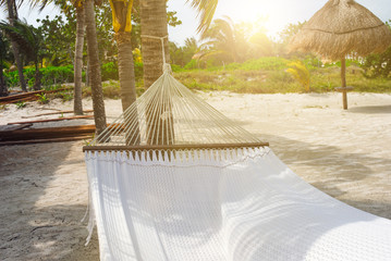 white hammock on the beach. holbox, mexico