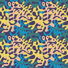 Abstract colourful splash seamless pattern. Trendy textile print design.