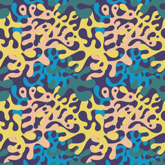 Abstract colourful splash seamless pattern. Trendy textile print design.