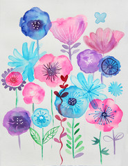 Beautiful color flowers pattern on white background