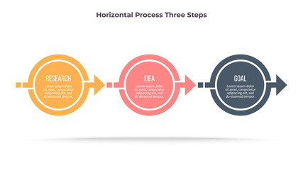 Business infographics. Timeline with 3 steps, options, circles. Vector template.