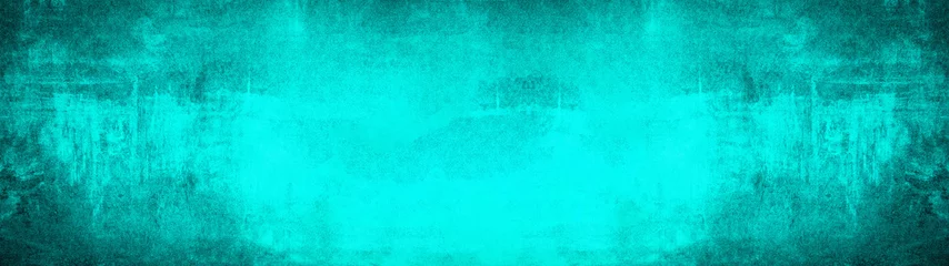 Abstraktes, schmutziges, rustikales, aquamarin-türkisfarbenes Hintergrundbanner, Trendfarbe 2020 © Corri Seizinger