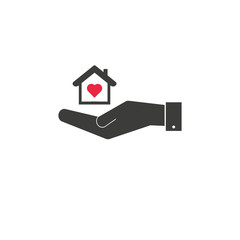 Fototapeta na wymiar Hand holding up house icon vector, filled flat sign, solid pictogram isolated on white. Mortgage symbol, logo illustration. Pixel perfect