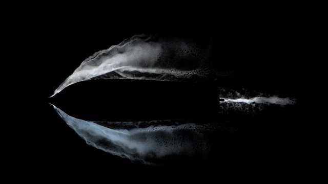 ship wake trail seamless loop texture with alpha, top view, isolated on black