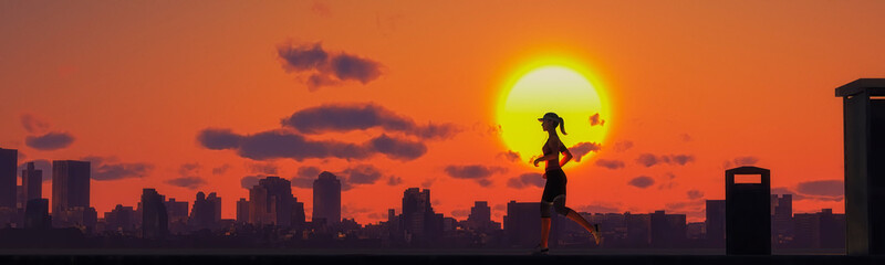 woman in 3d jogging integrated into a photograph