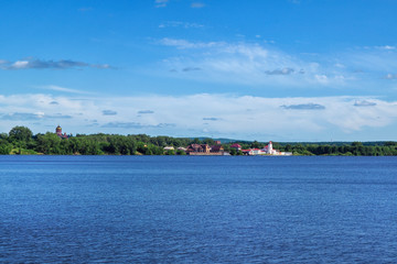 Fototapeta premium A wonderful summer landscape overlooking the embankment of Nizhny Tagil , Russia.