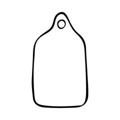 Food cutting board made of bamboo. Cutting board of rectangular shape. Eco-friendly material for durable use. Convenient and quality product. Black and white doodle style illustration.