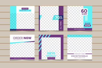 Set modern square editable banner template. Suitable for social media post and web,internet ads. Vector illustration with photo college.