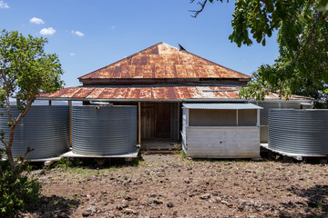 Old corrugated iron water tanks  
