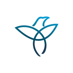 blue bird color line logo design