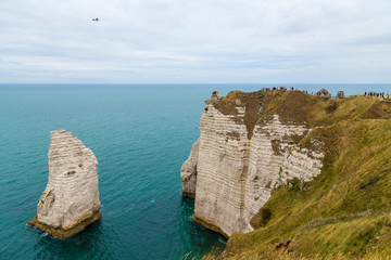 Etretat, France. Alabaster Coast: Aiguille Rock and Cape D’Aval