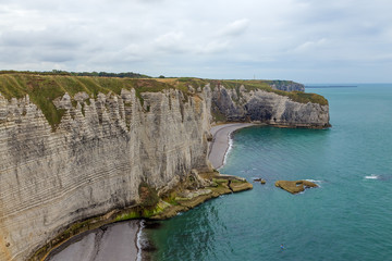 Fototapeta na wymiar Etretat, France. Scenic view of the cliffs of the Alabaster coast