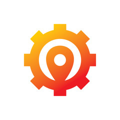 Obraz premium red bright color gear pin logo design