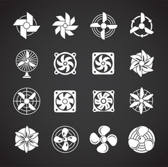 Fan icons set on background for graphic and web design. Creative illustration concept symbol for web or mobile app