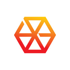red hexagon spin shape color line logo design