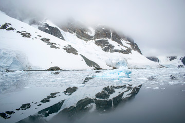 Fototapeta na wymiar View of icebergs in Antarctic peninsula, Antarctica. Global warming and climate change concept