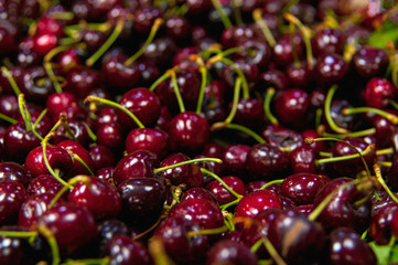 ripe red cherry, cherry background. fruit and vegetable market