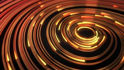 fiber optic strings with glowing ends, 3D illustration