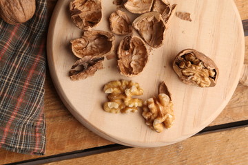 Fototapeta na wymiar delicious walnut nuts if peel