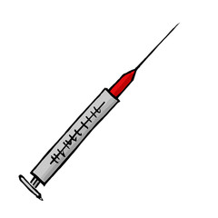 Fototapeta premium Hand drawn colorful syringe illustration. Healthcare concept.