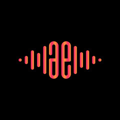 letter A E with Pulse music player element. sound wave logo concept, Multimedia Technology themed, Abstract Shape. Logo template electronic music, equalizer, store, DJ, nightclub, disco. - vector