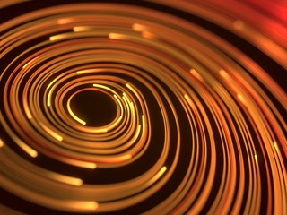 fiber optic strings with glowing ends, 3D illustration