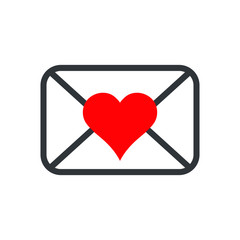 Love letter icon, envelop icons with heart, love email, Valentines day love letter flat icon