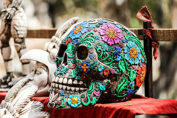 Colorful flower skull mexico mexican art craft