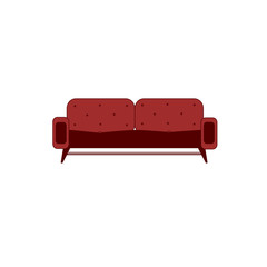 Burgundy sofa in the style of 60 years. vector