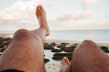 feet flying aerial beach coastline