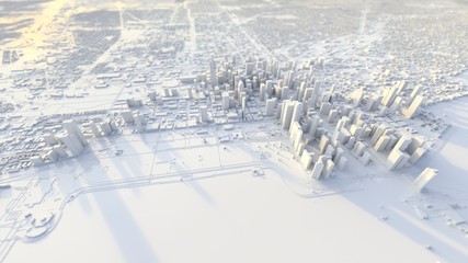 3d illustration of chicago city with white material. - obrazy, fototapety, plakaty