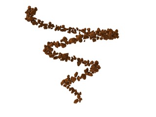 instant coffee granules on white background. 3d illustration