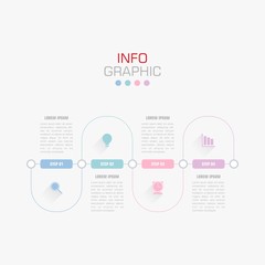Business data visualization. Infographic element with icons and options or steps. Can be used for process, presentation, diagram, workflow layout, info graph, web design. Vector business template.