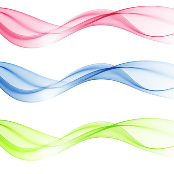 Set of abstract color wave. Color smoke wave. Transparent color wave. Blue, pink,green. Wavy design.