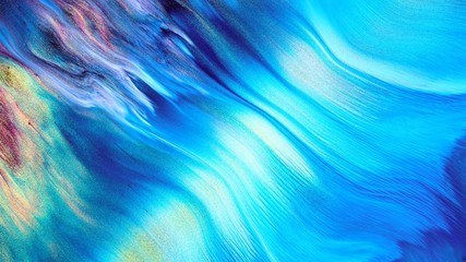 Abstract background color, flickering bright hues, beautifully interacting with each other with smooth lines, merging into a common stream of the main color